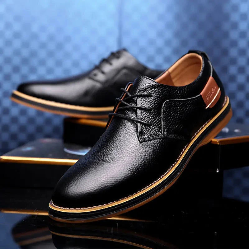 Men's Casual Leather Shoes - Genuine Cowhide Business Wear Valberrys