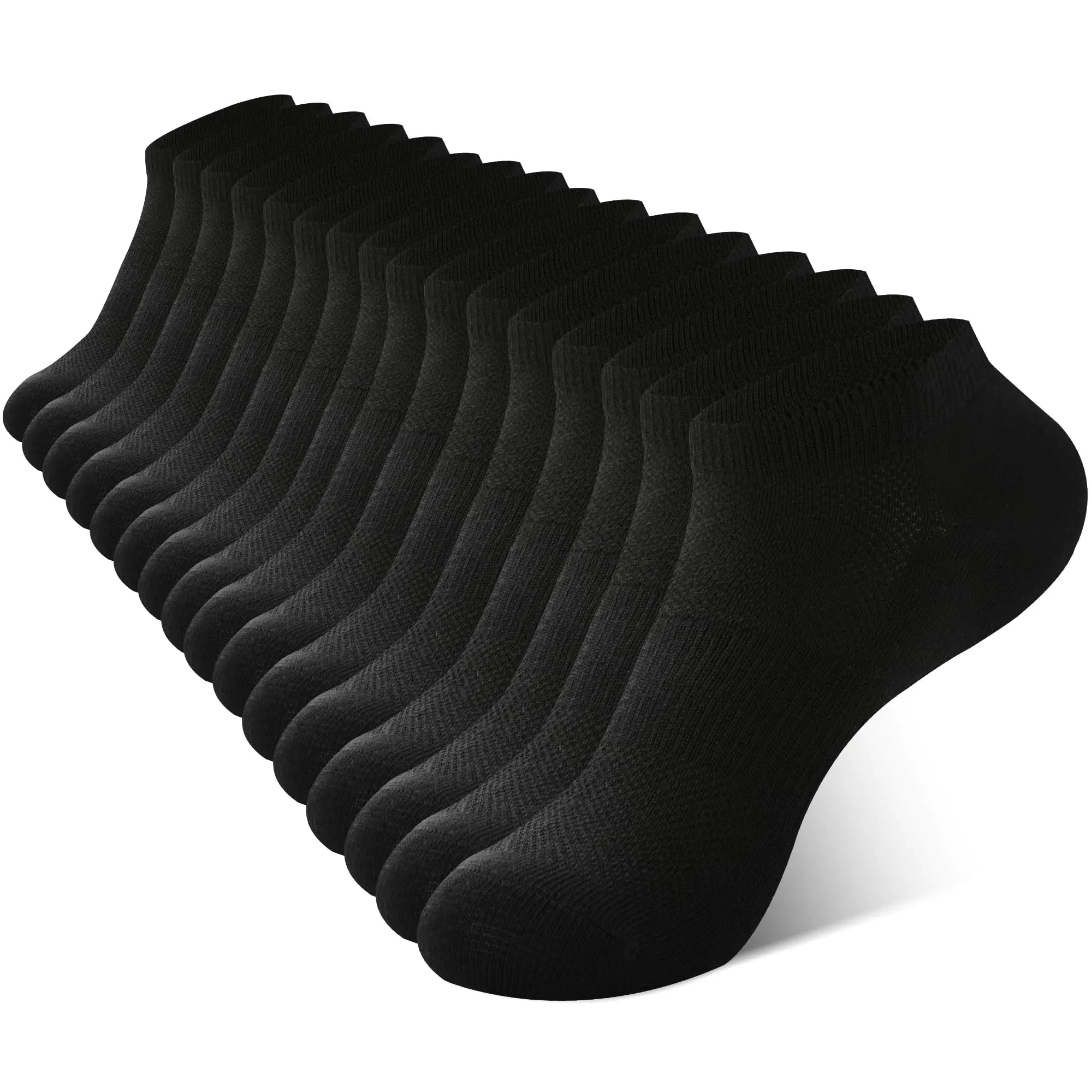 BAMBOO COOL Womens Ankle Socks Athletic Cushioned Moisture Wicking For Ladies Running Socks Arch Support Breathable Black Socks 8 Pack Valberrys