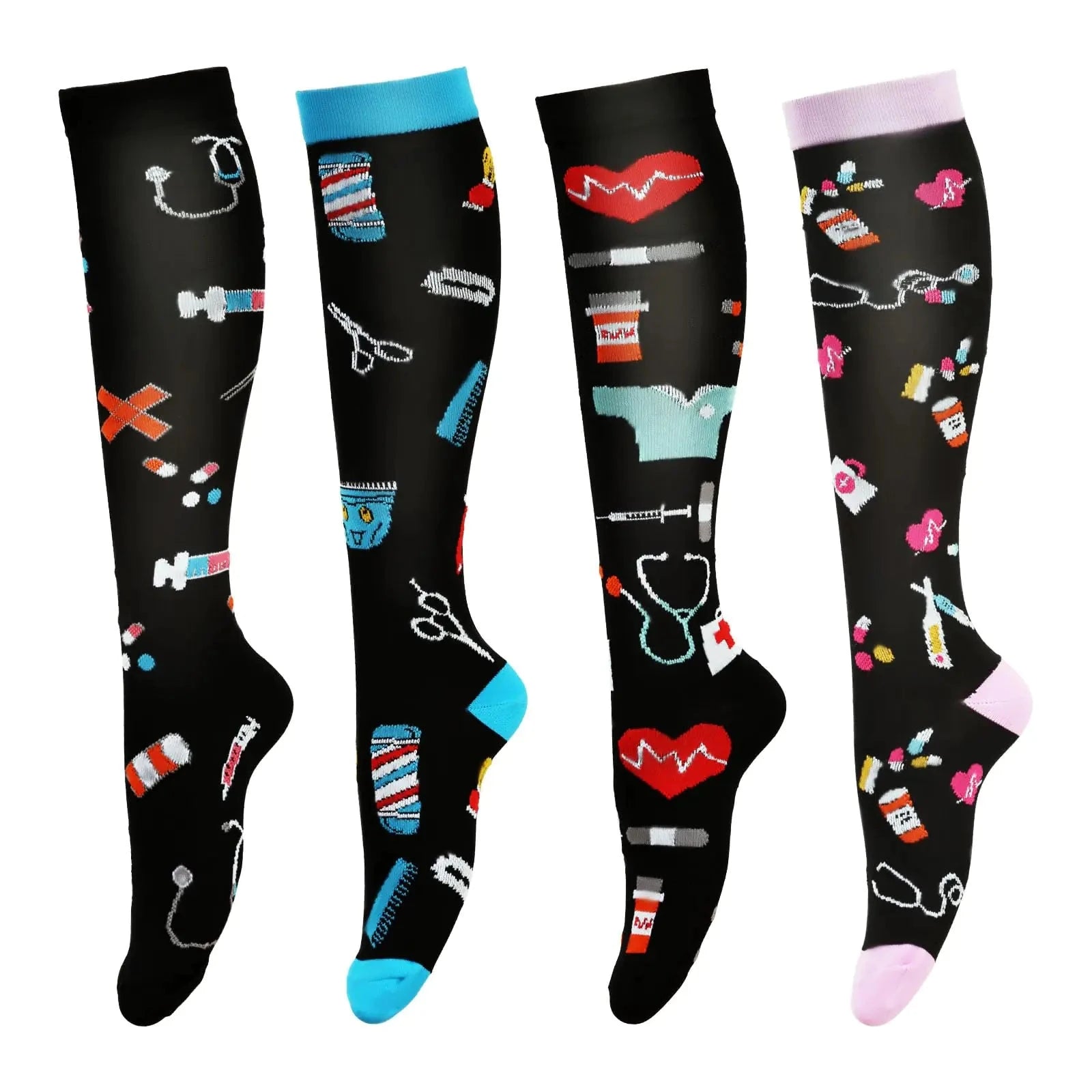 LEOSTEP Compression Socks for Women & Men Circulation Long Stockings Support for Nurses Pregnant Hiking Riding Running Valberrys