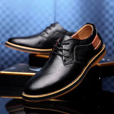 Men's Casual Leather Shoes - Genuine Cowhide Business Wear Valberrys