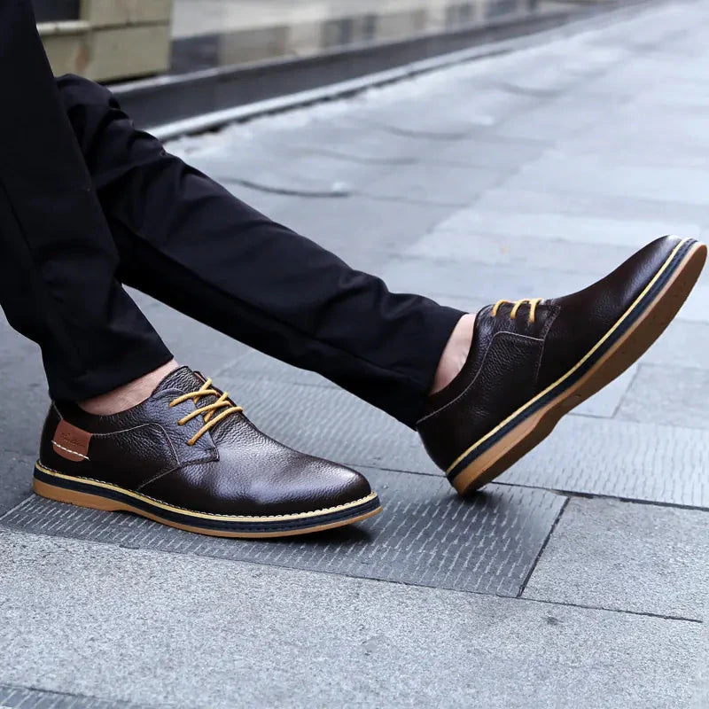 Men's Casual Leather Shoes - Genuine Cowhide Business Wear Valberrys