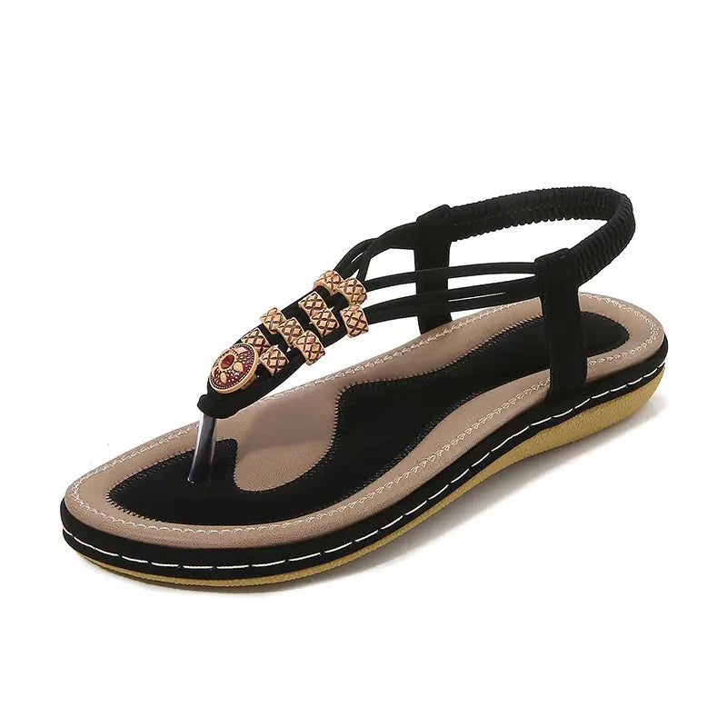 Bohemian Wooden Bead Woven Plus Size Flat Shoes Valberrys