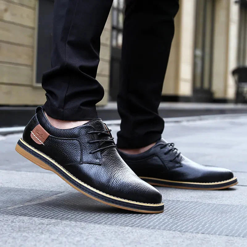 Men's Casual Leather Shoes - Genuine Cowhide Business Wear Valberrys
