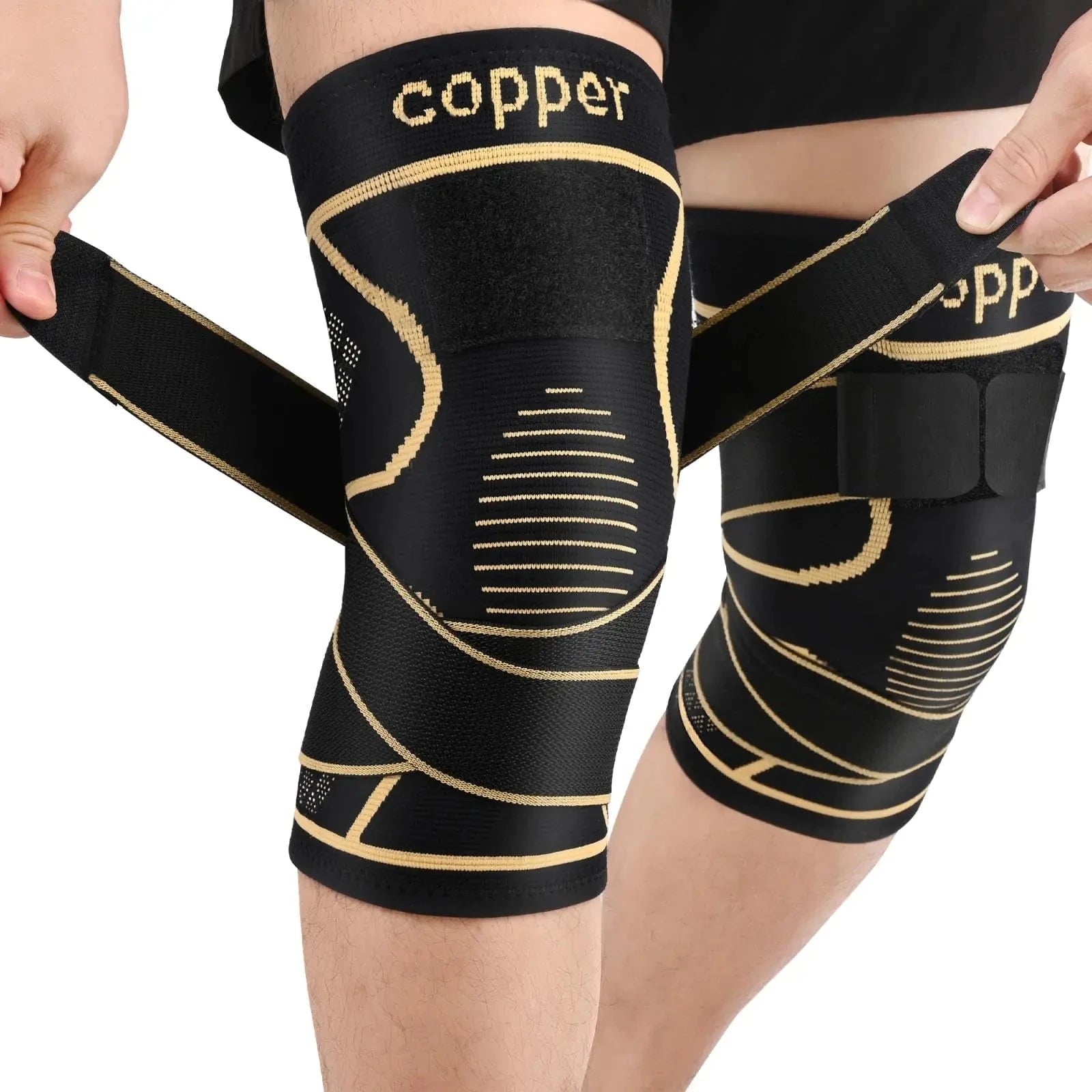 JHVW Copper Knee Brace for Women and Men(2 pack)-Knee Compression Sleeve with StrapsKnee Braces for Knee PainKnee Support for Arthritis Valberrys
