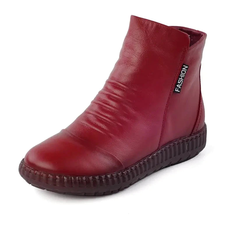 Winter Plush Leather Shoes for Older Women, Vintage Style Valberrys