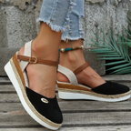 Valberrys VB Positano – Sandales Plateforme Tissées Boucle – Femme - Noir  