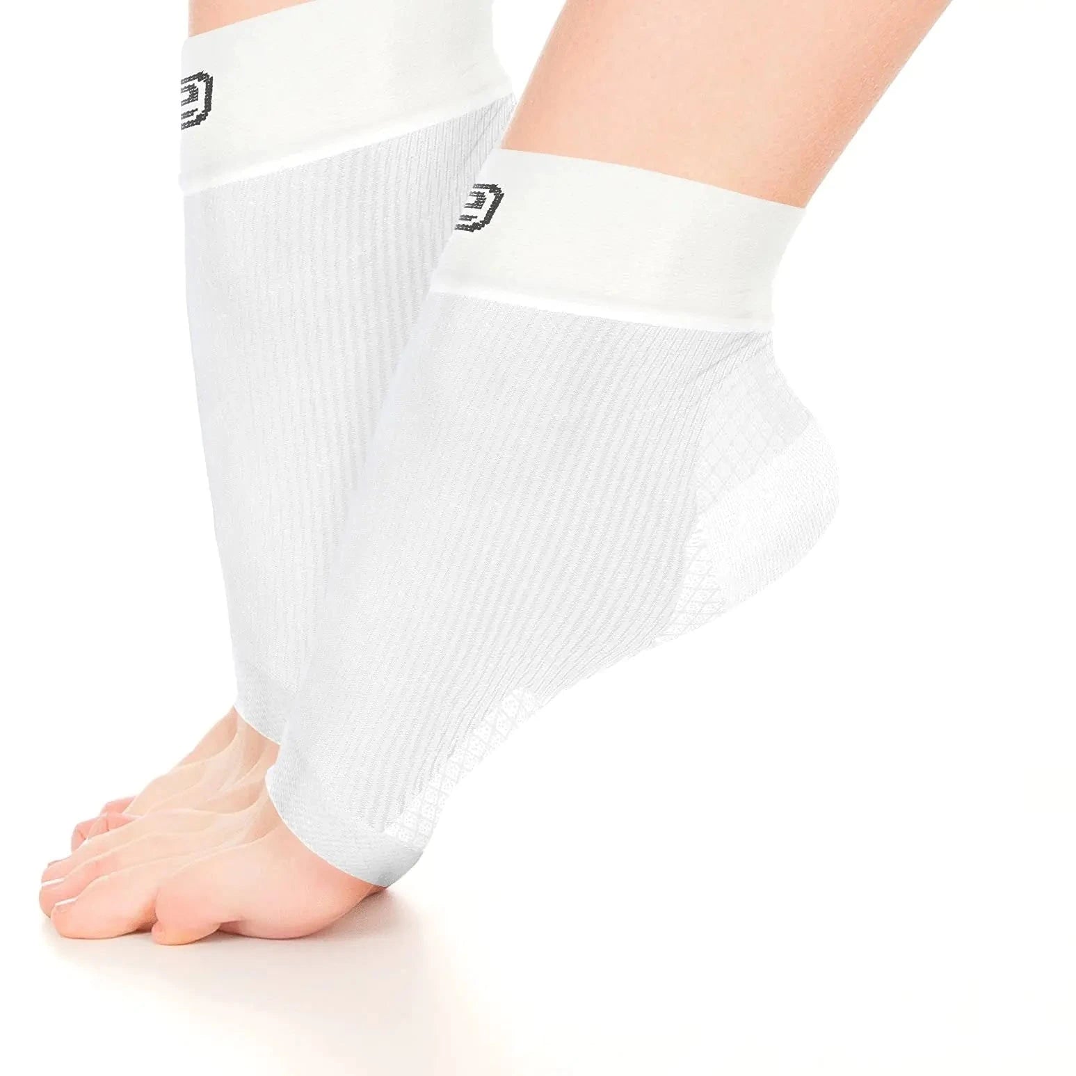 Go2Socks Plantar Fasciitis Socks|Best Ankle Compression Brace 22-25 mmHg|Arch Support Joint Heel Pain Relief|Foot Sleeves for Women and Men Reduce Swelling|Relieve Achilles Tendonitis(Solid WhiteLarge) Valberrys