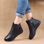 Winter Plush Leather Shoes for Older Women, Vintage Style Valberrys
