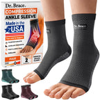 Made in USA Dr. Brace Elite Ankle Brace Compression Sleeve- 20-30 mmHg Plantar Fasciitis Socks and Achilles Tendonitis & Swelling Relief Foot Brace with Arch Support Ankle Support for Women & Men (Pair) (Medium Moon) Valberrys