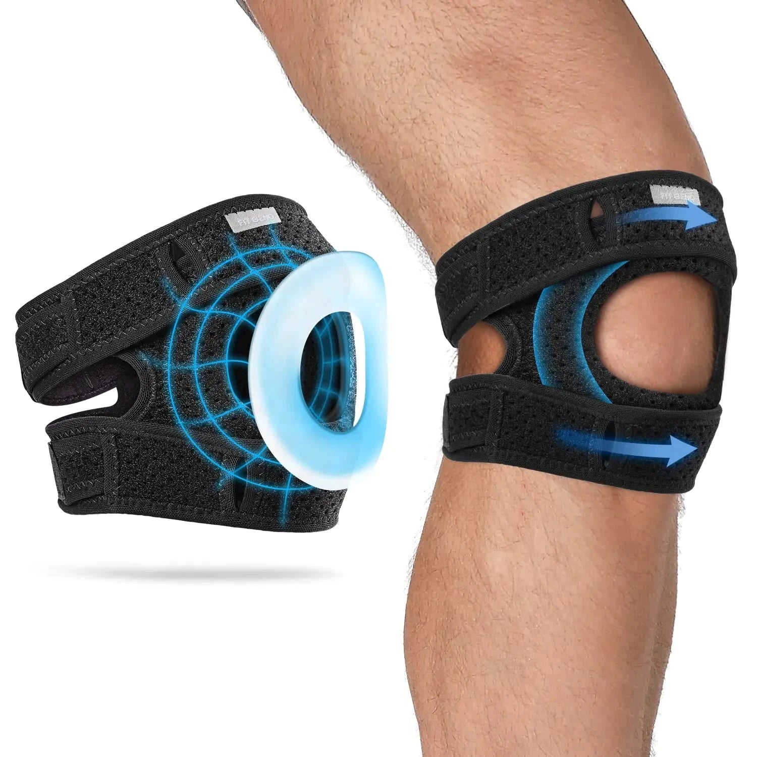Fit Geno 1-Pack Patella Knee Brace for Knee Pain Knee Compression Sleeve Knee Brace for Arthritis Pain and Support Essential Workout Knee Guard Knee Pads for Women and Men Valberrys
