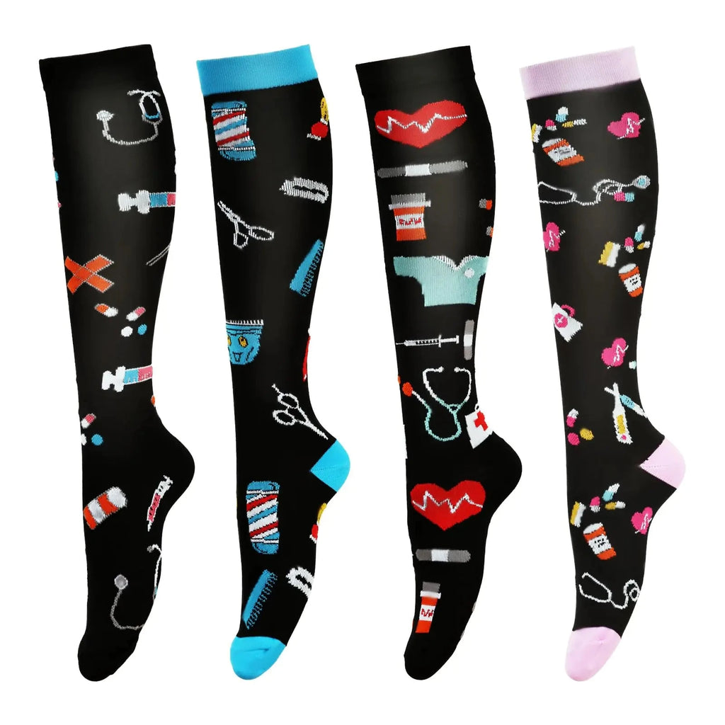LEOSTEP Compression Socks for Women & Men Circulation Long Stockings Support for Nurses Pregnant Hiking Riding Running Valberrys
