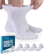 Doctors Select Ankle Bamboo Viscose Diabetic Socks for Women & Men - 4 Pairs | White Neuropathy Socks for Women | Socks Woman | Moisture Wicking Diabetic Socks Women 9-12 Valberrys