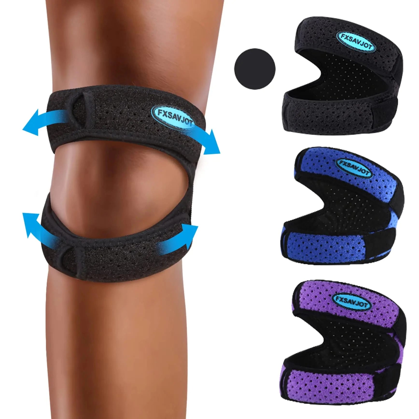 fxsavjot Professional Patella Knee Brace Pro for Knee Pain/Meniscus Tear Adjustable Compression Patellar Tendon Support Strap for Man and Women/Outdoor Activities(Black Small) Valberrys