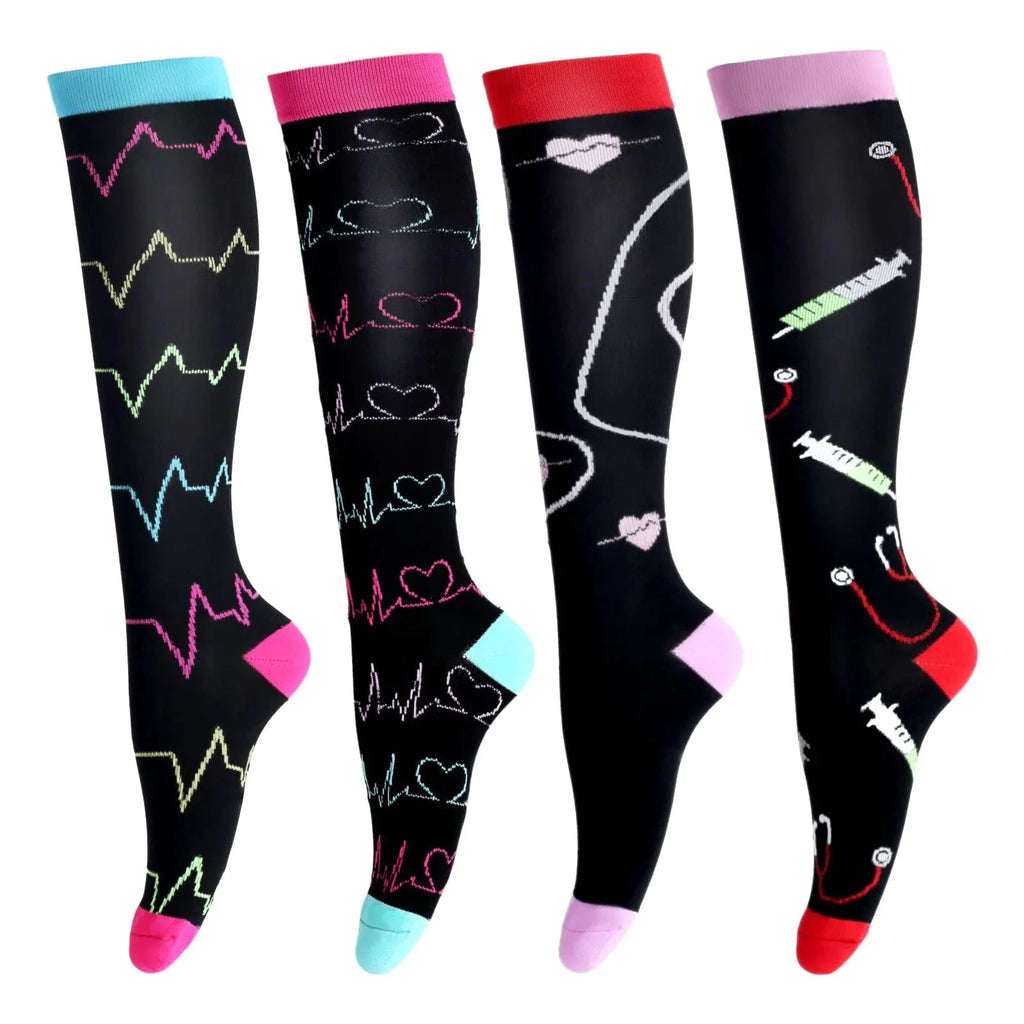 LEOSTEP Compression Socks for Women & Men Circulation Long Stockings Support for Nurses Pregnant Hiking Riding Running Valberrys