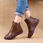 Winter Plush Leather Shoes for Older Women, Vintage Style Valberrys
