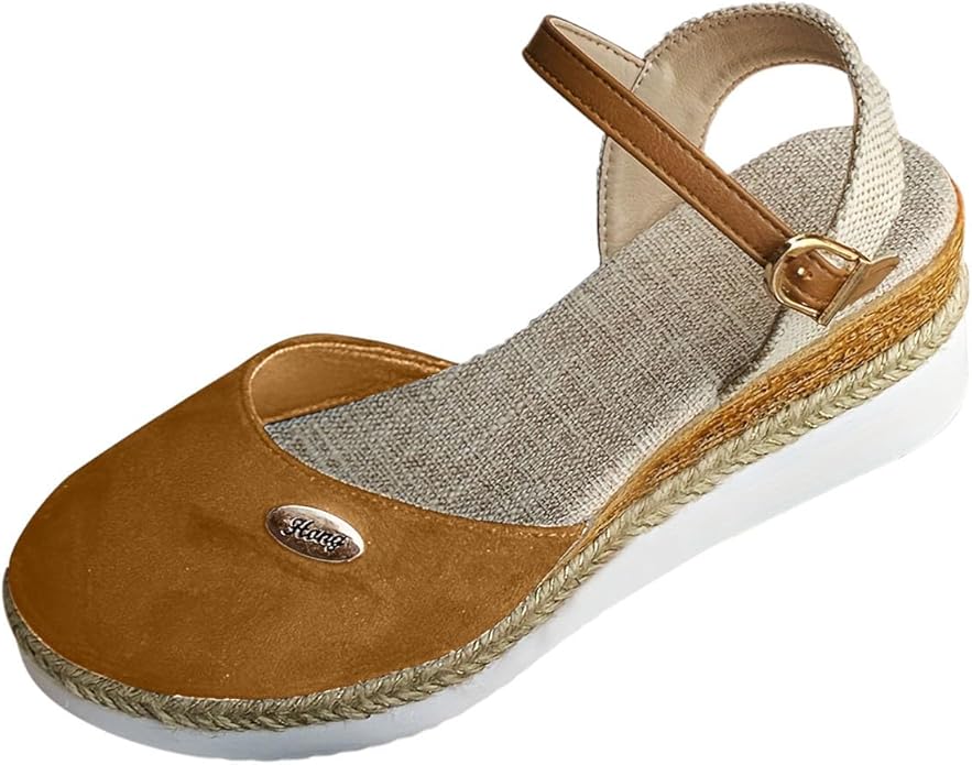 Valberrys VB Positano – Sandales Plateforme Tissées Boucle – Femme - Marron