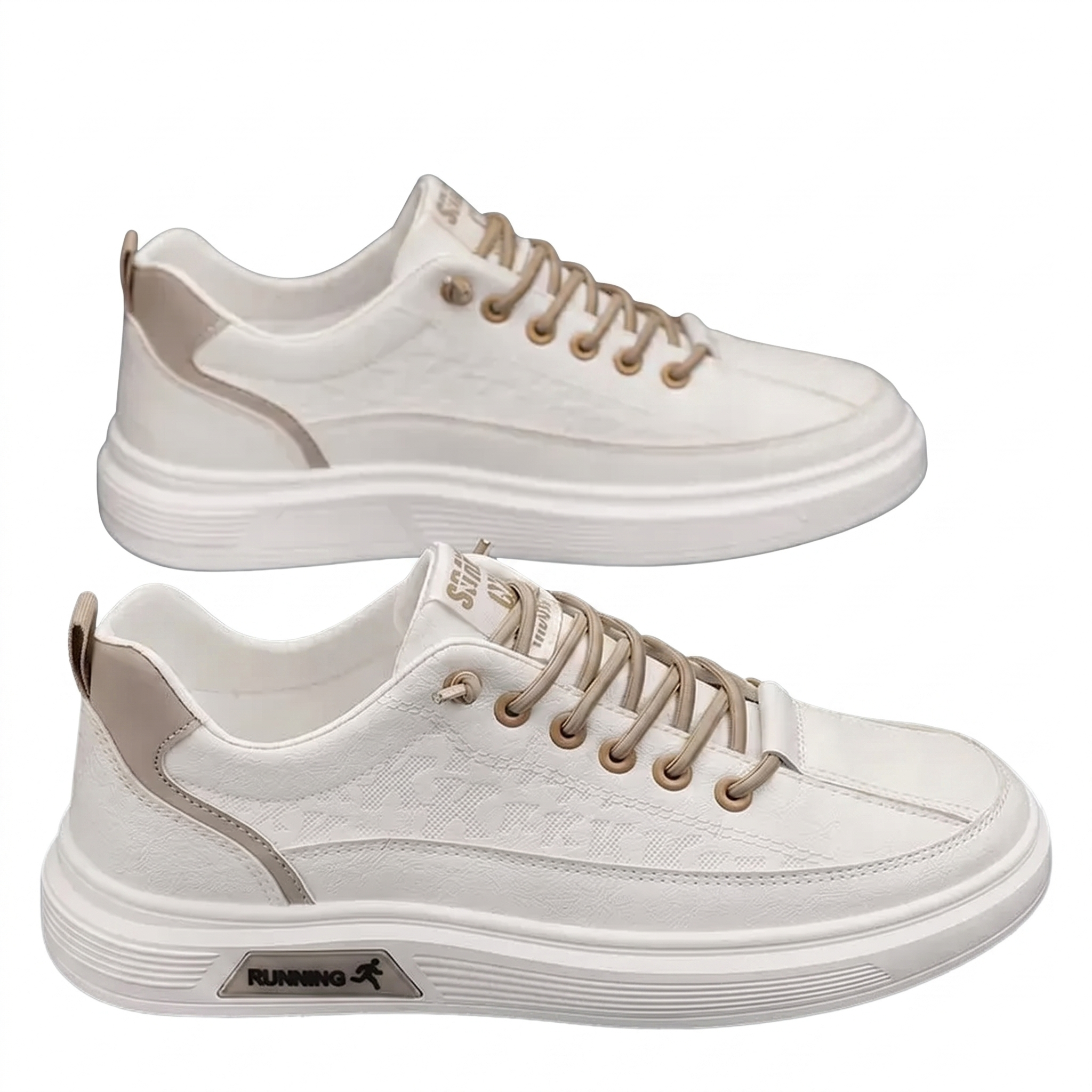 Baskets Homme Ville Mode Décontractées - VB UrbanFlow - Khaki Blanc