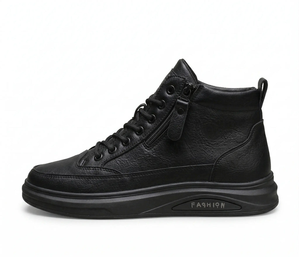 Baskets Mode Cuir Décontractées Zip Latéral - VB Urban Edge - Homme - Noir