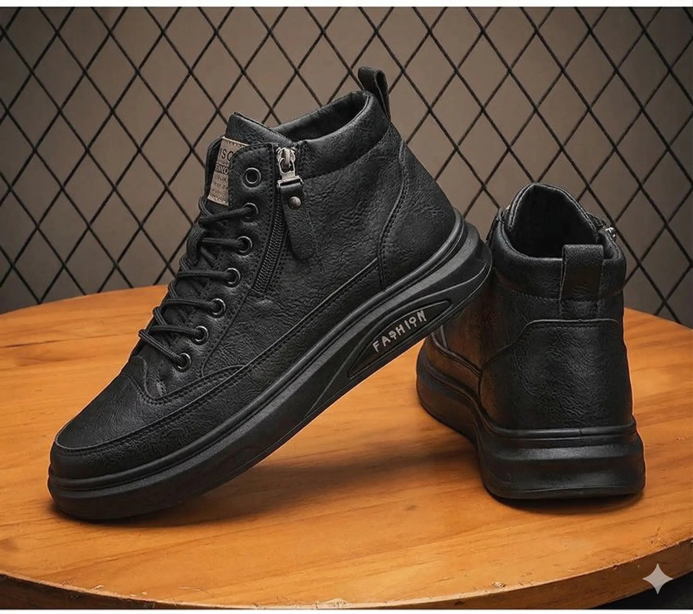 Baskets Mode Cuir Décontractées Zip Latéral - VB Urban Edge - Homme