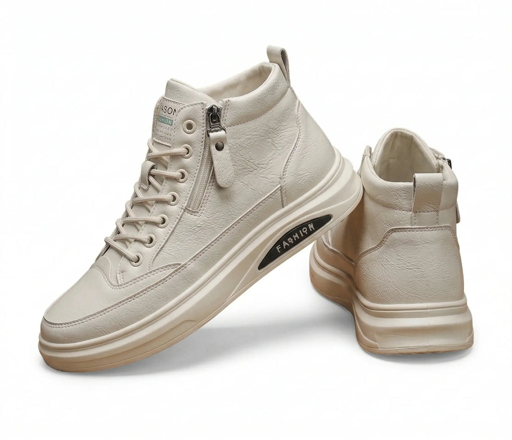Baskets Mode Cuir Décontractées Zip Latéral - VB Urban Edge - Homme - Blanc