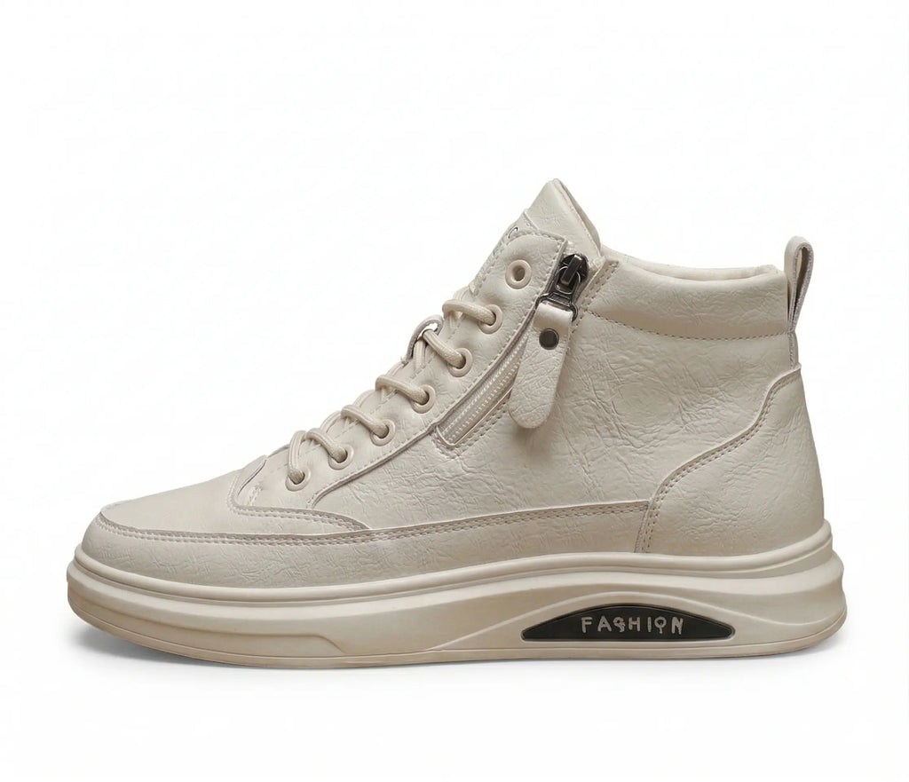 Baskets Mode Cuir Décontractées Zip Latéral - VB Urban Edge - Homme - Blanc