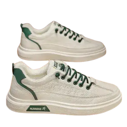 Baskets Homme Ville Mode Décontractées - VB UrbanFlow - Doublé Polaire Blanc et Vert
