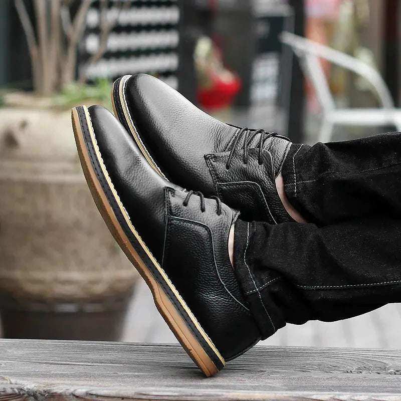 Men's Casual Leather Shoes - Genuine Cowhide Business Wear Valberrys