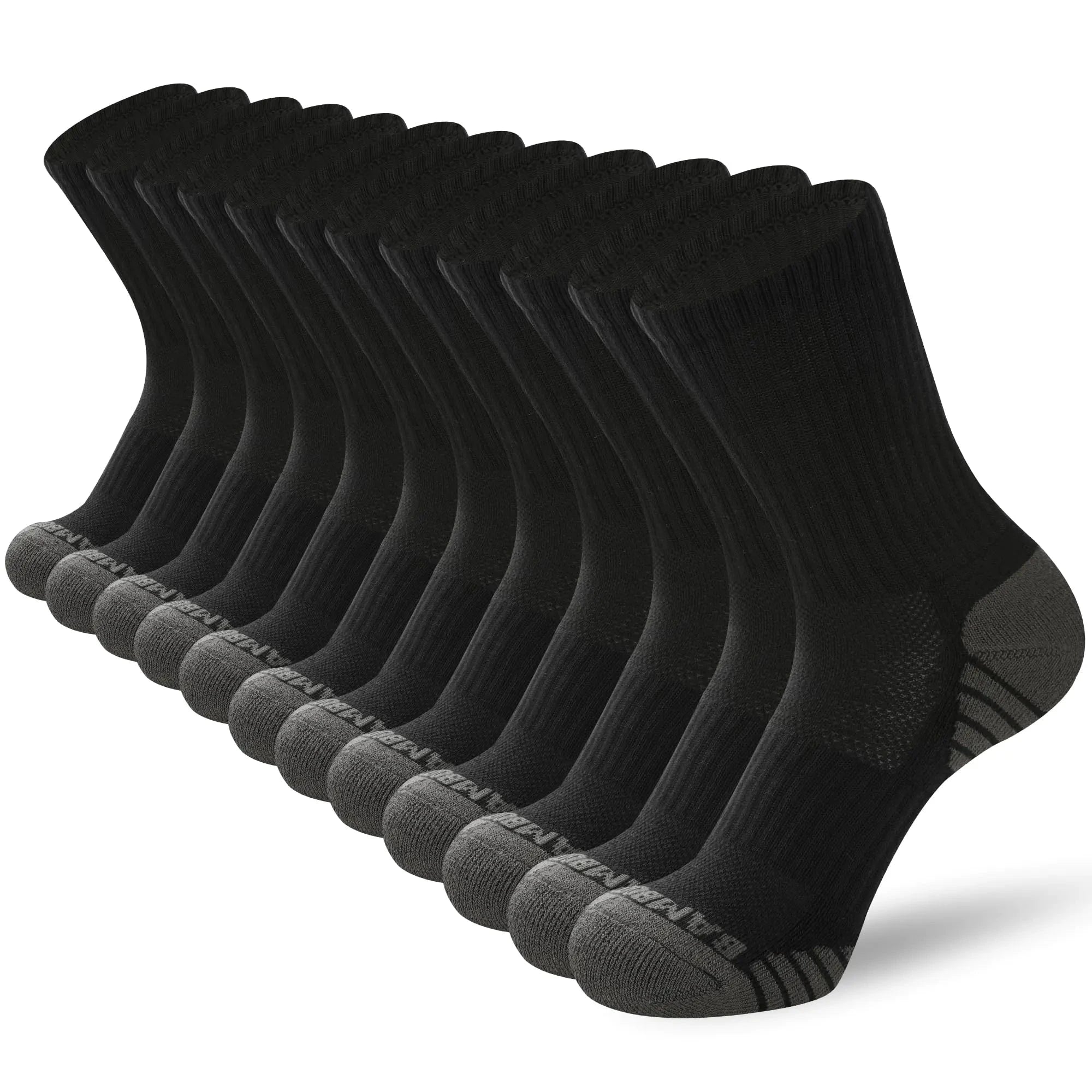 BAMBOO COOL Womens Crew Socks Athletic Running Sports Socks Cushioned Moisture Wicking Breathable Comfort Arch Support 6 Pack Black Valberrys
