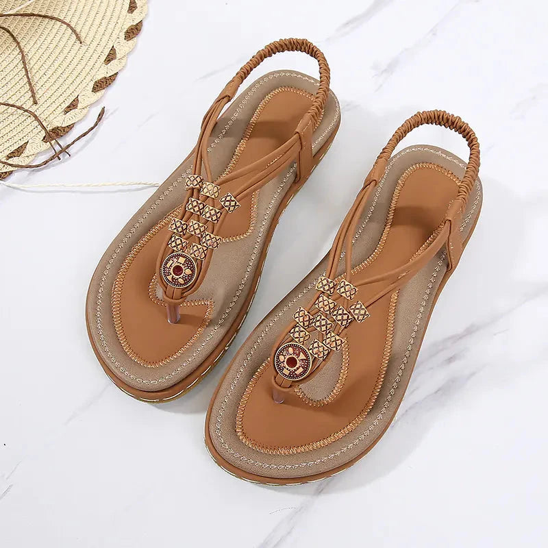 Bohemian Wooden Bead Woven Plus Size Flat Shoes Valberrys