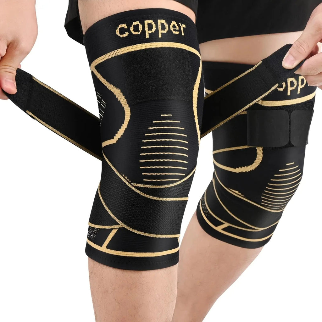 JHVW Copper Knee Brace for Women and Men(2 pack)-Knee Compression Sleeve with StrapsKnee Braces for Knee PainKnee Support for Arthritis Valberrys