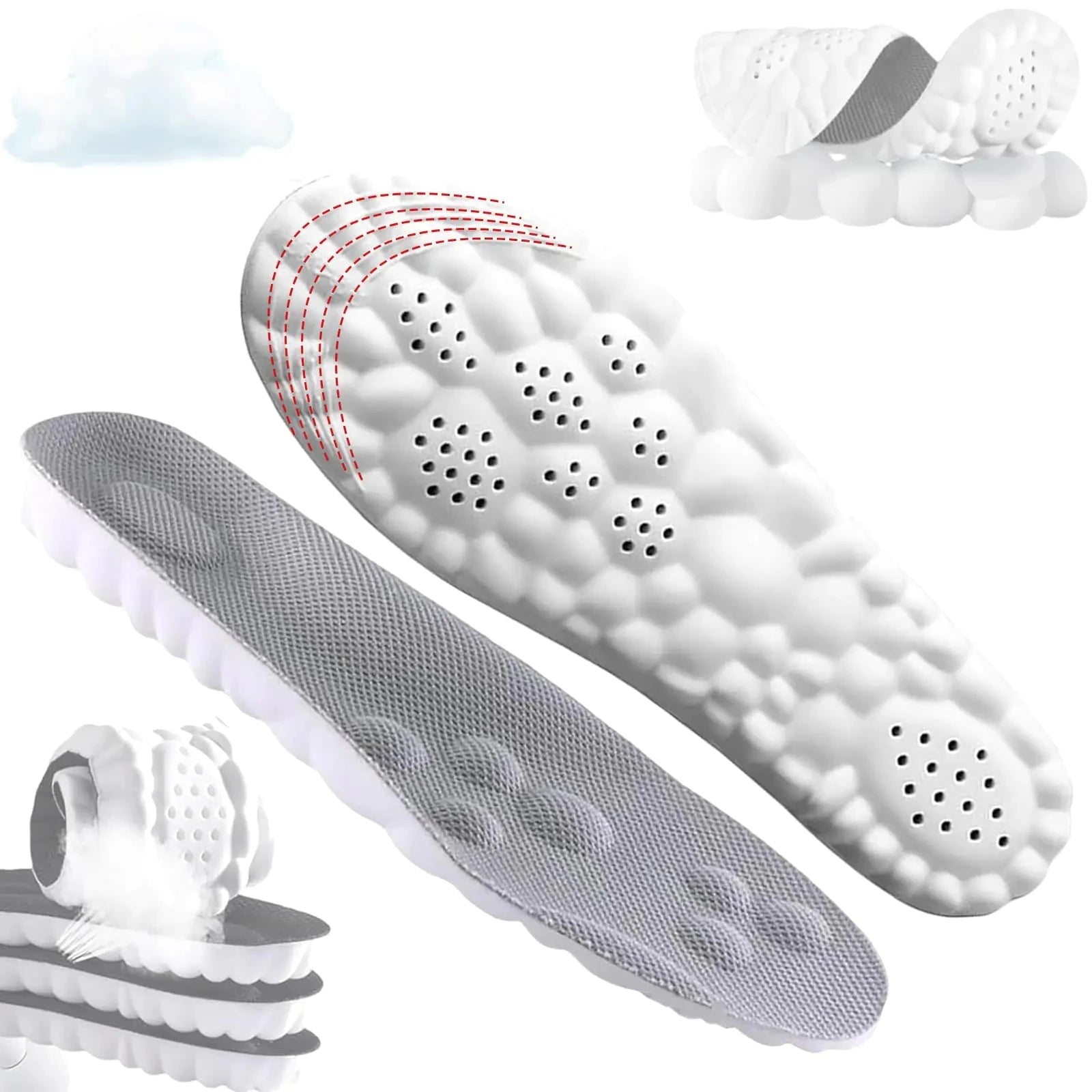 Cloudsole Insoles - 4D Cloud Insoles for Men Orthopedic Insoles for Women & Men - Plantar Fasciitis Insoles 4D Sports Shoes Insoles Anti Fatigue Shock Absorption Foot Pain Relief (Gray 4-8.5) Valberrys